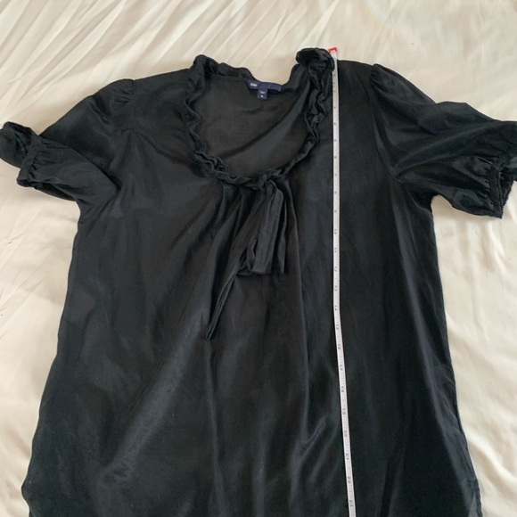 GAP Black Ruffled Puff Sleeve Silk Blend Blouse - Picture 14 of 16